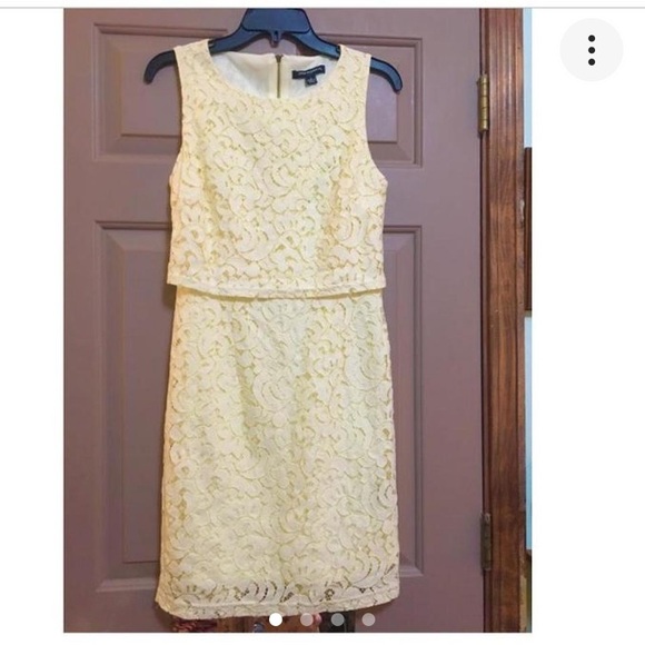 Sharagano Dresses & Skirts - Pale Pastel Yellow Lace Overlay Dress